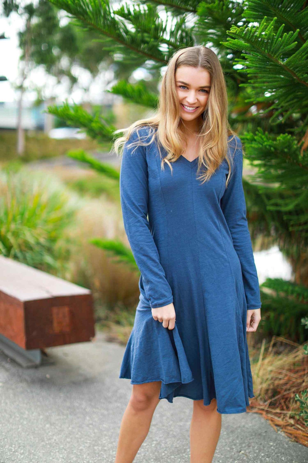 navy midi dress