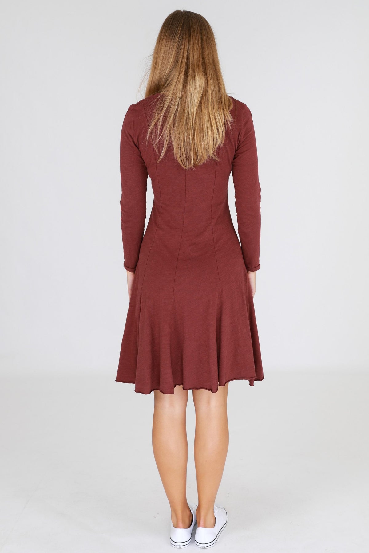 long sleeve red dress