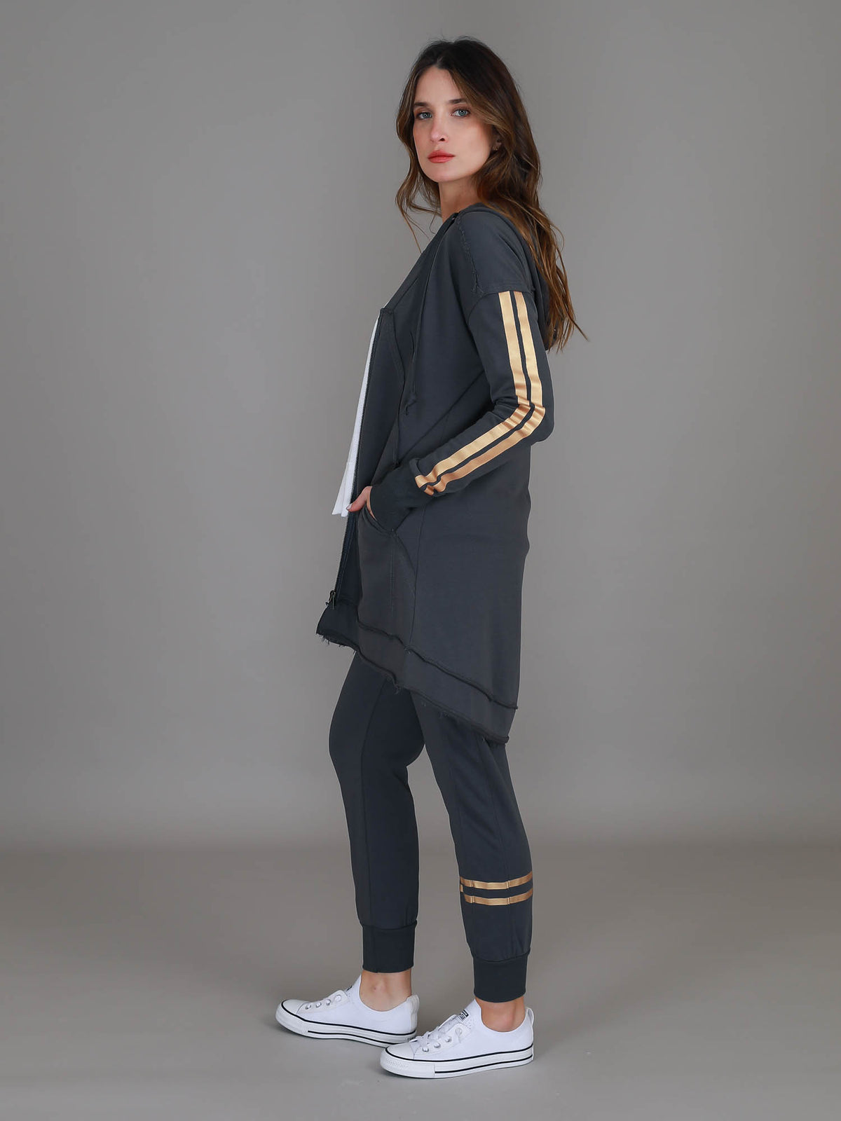 charcoal gold stripe jacket #color_charcoal/gold