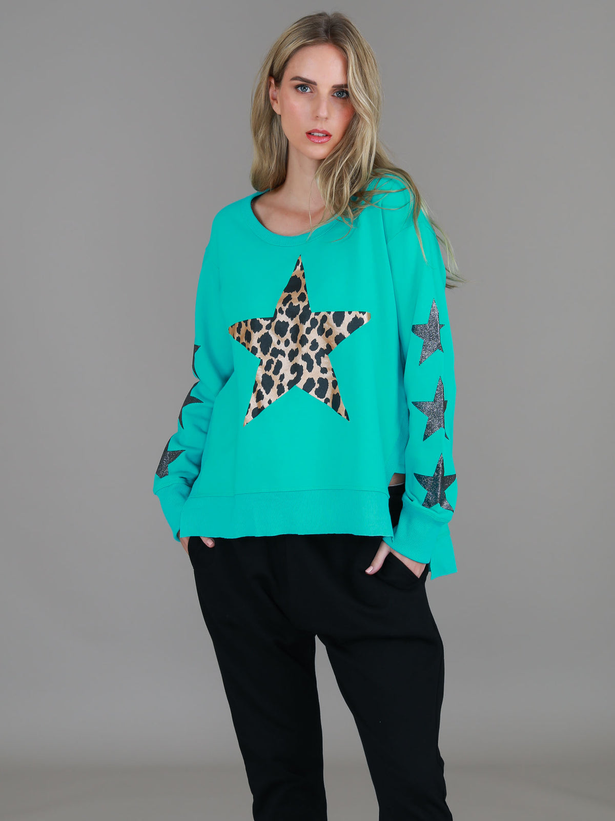 Sydney Leopard Star Print Sweatshirt
