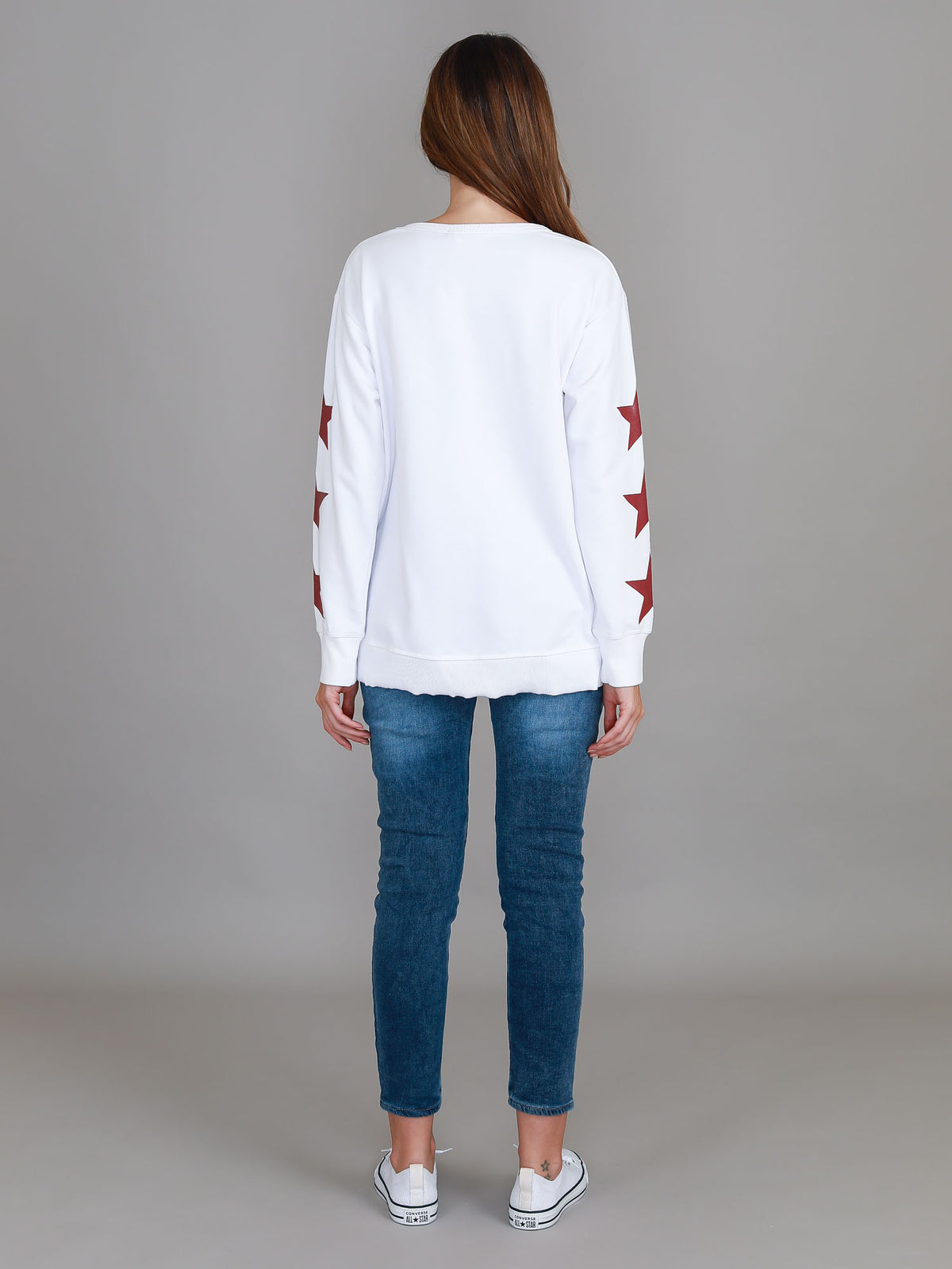 leopard star sweater white