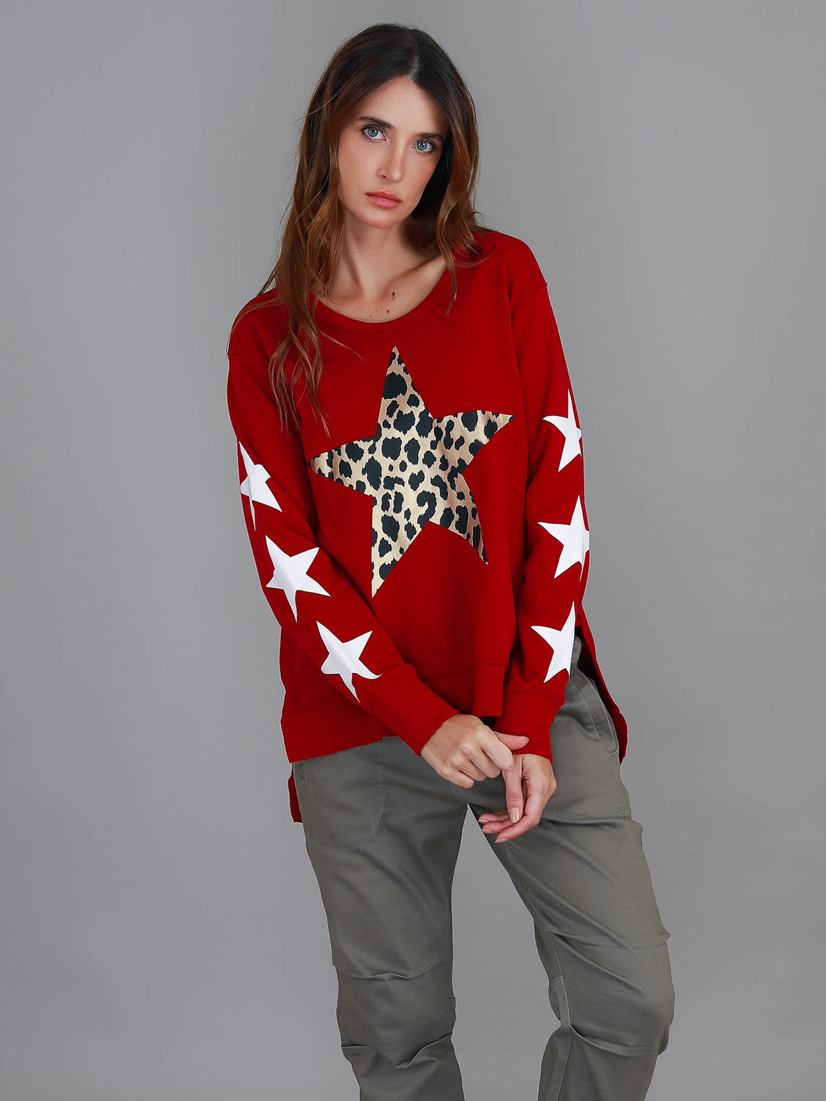 red leopard star sweatshirt