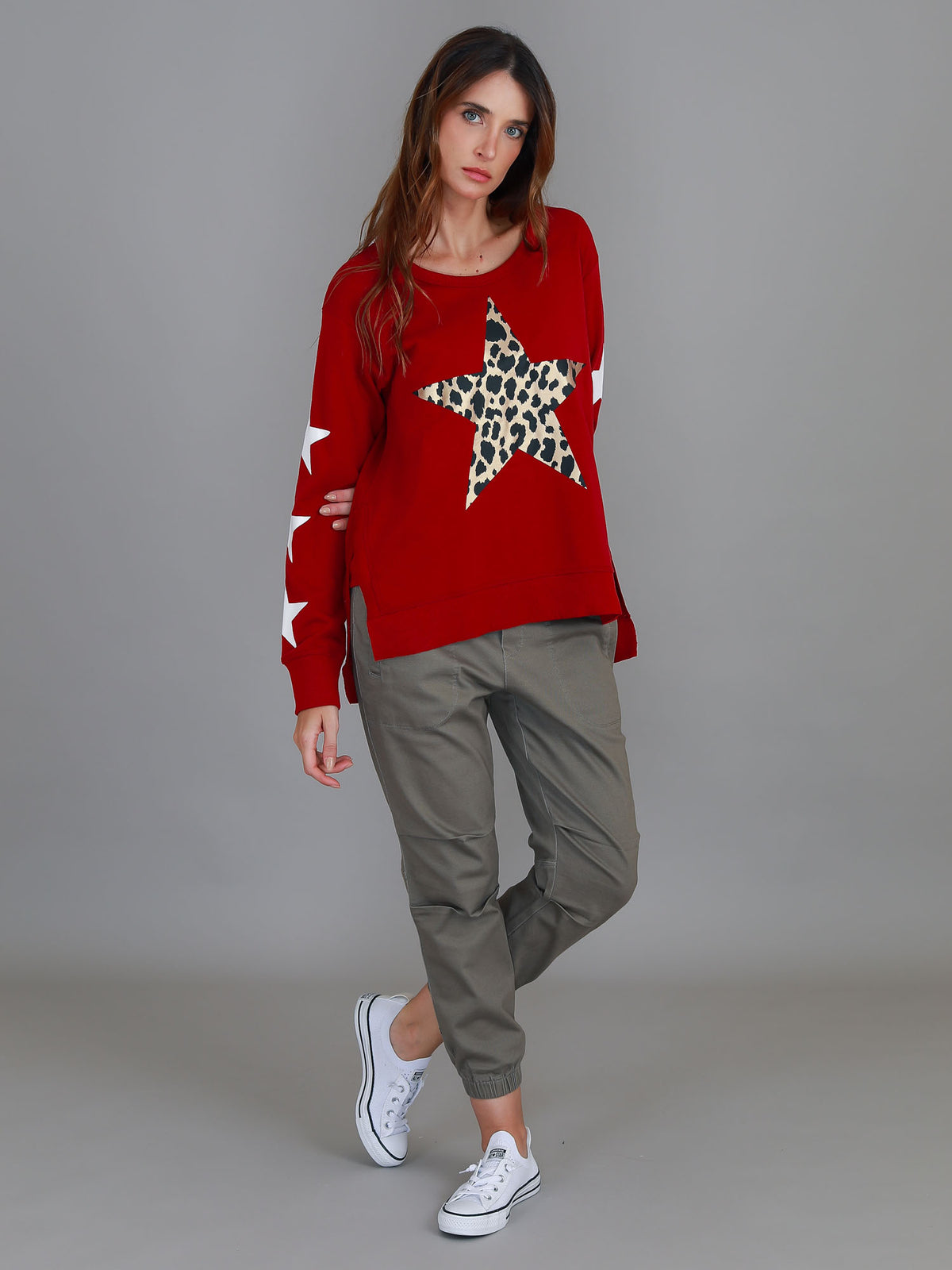 red leopard print sweatshirt women