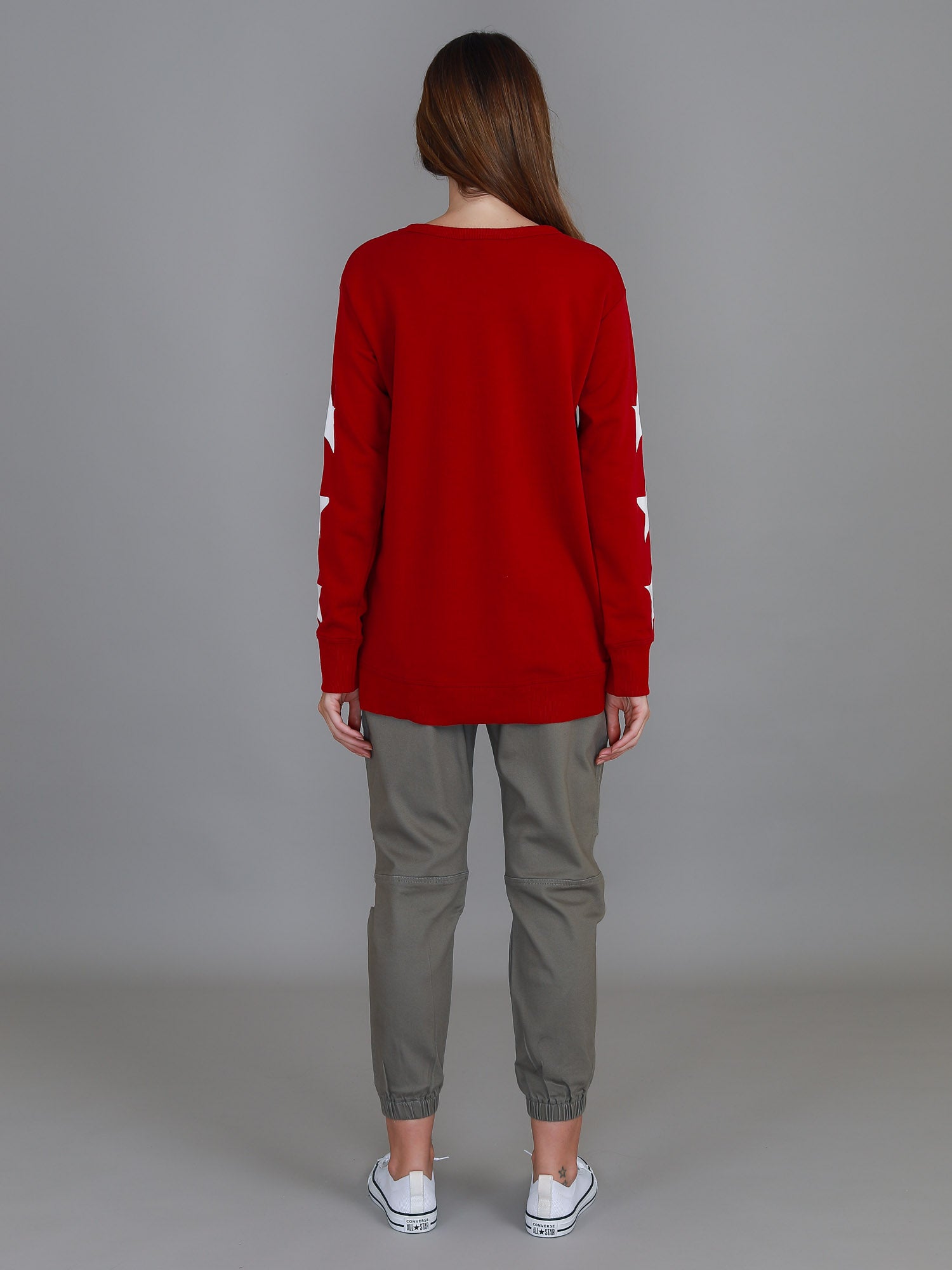 womens red crewneck sweatshirt #color_goji red