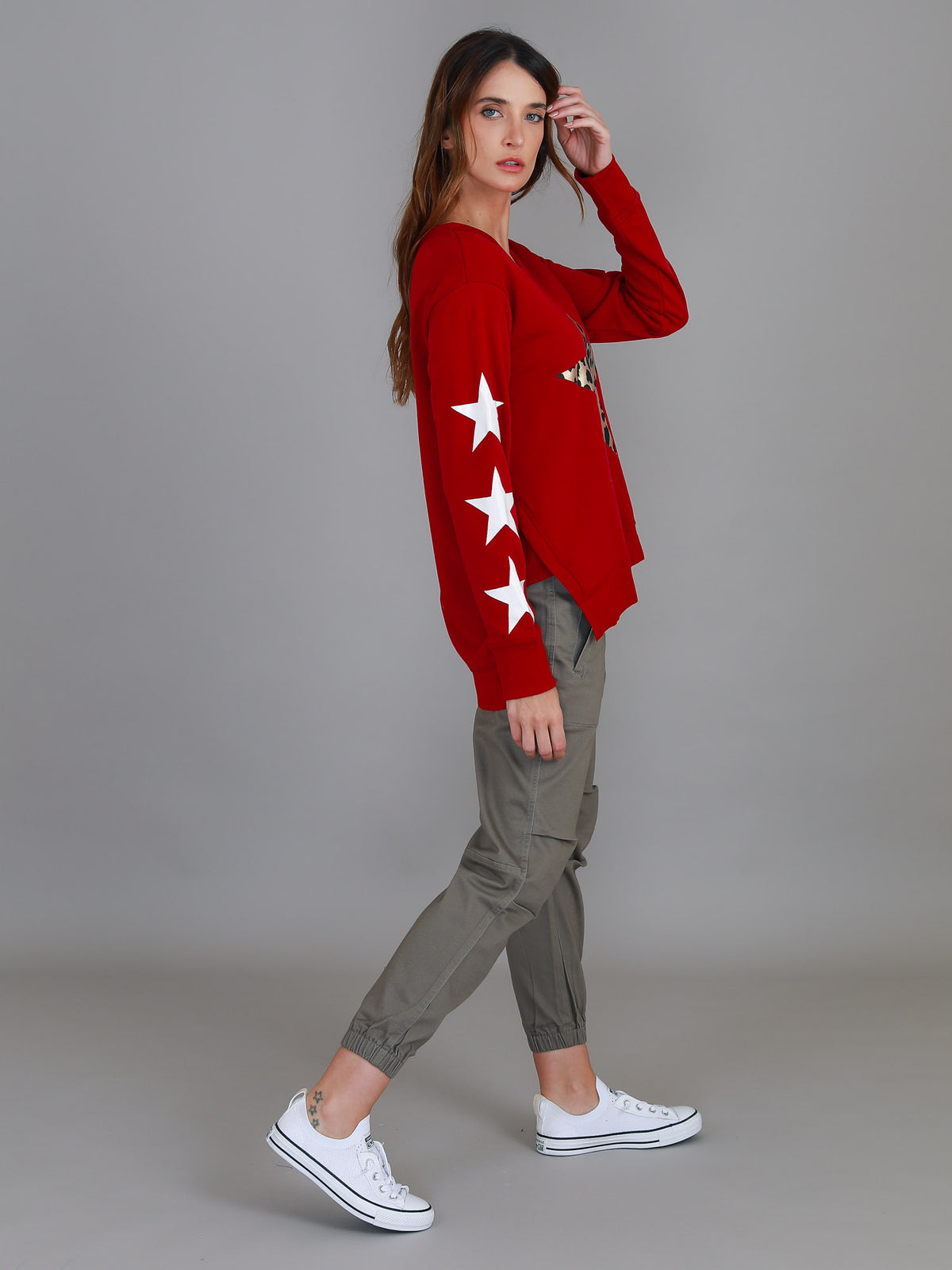 red star sleeve sweatshirt
