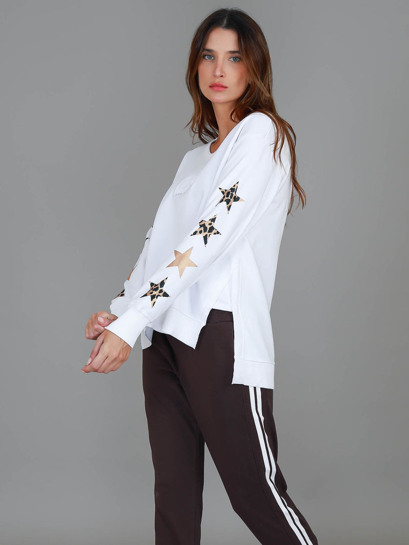 white leopard star sweatshirt #color_white