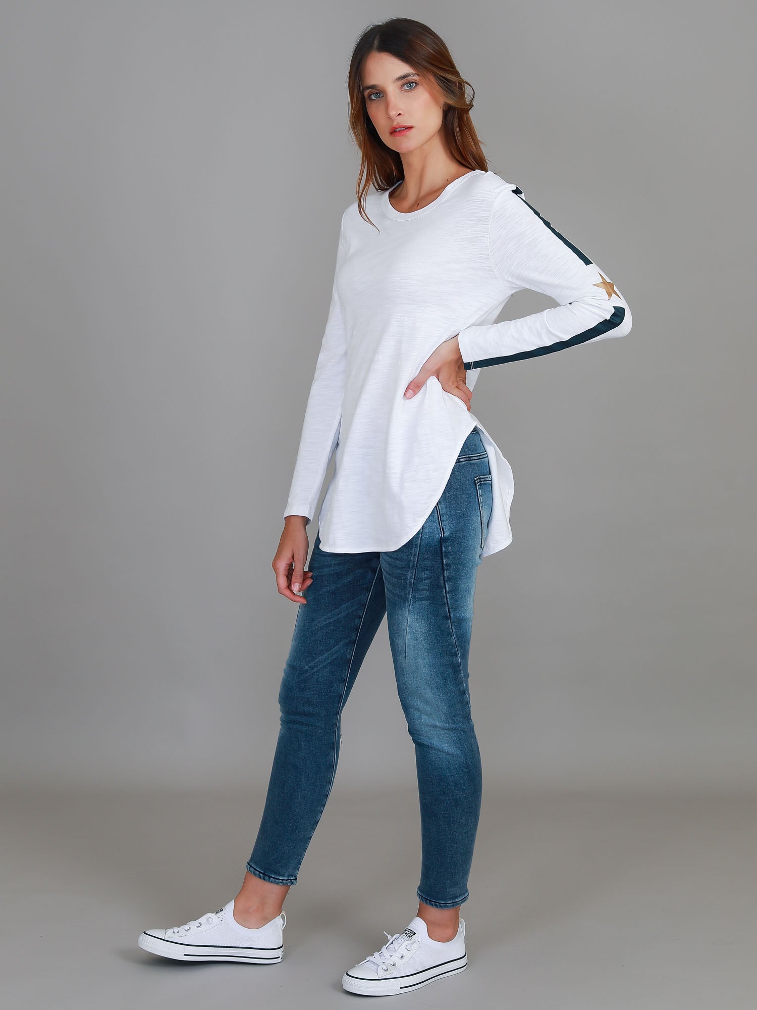 womens white long sleeve top #color_white