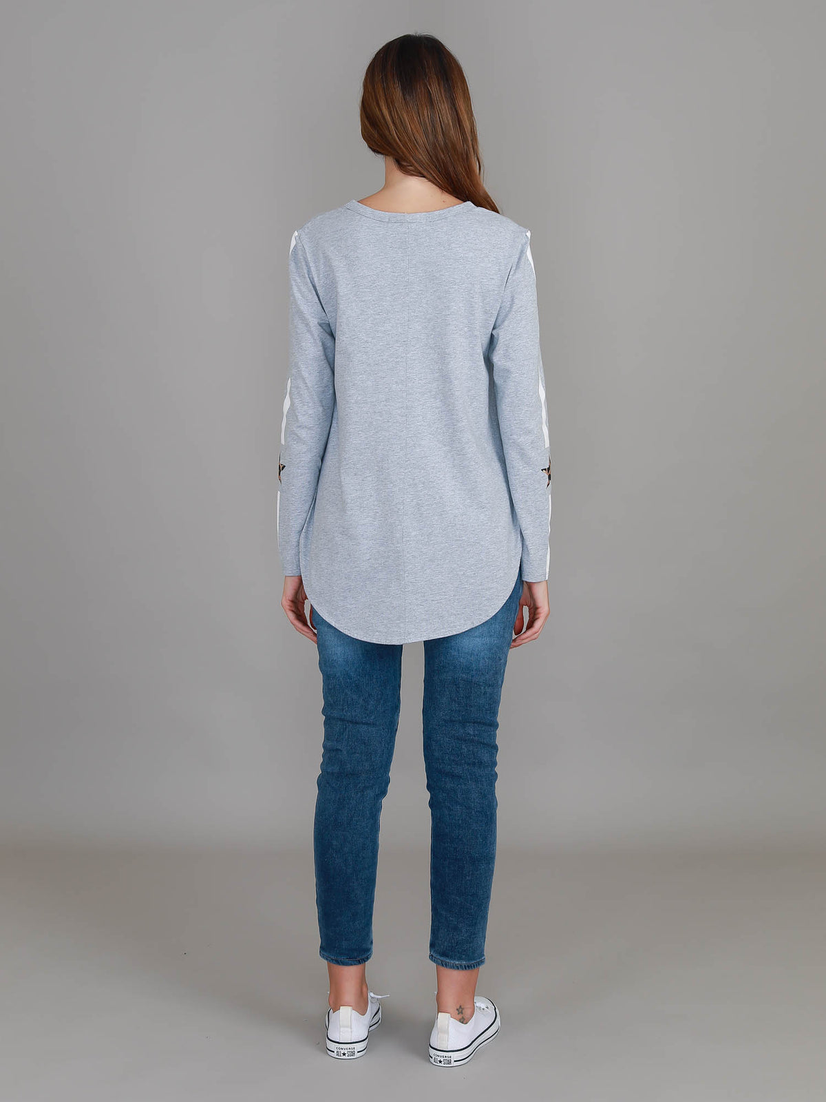 grey marle graphic long sleeve tee