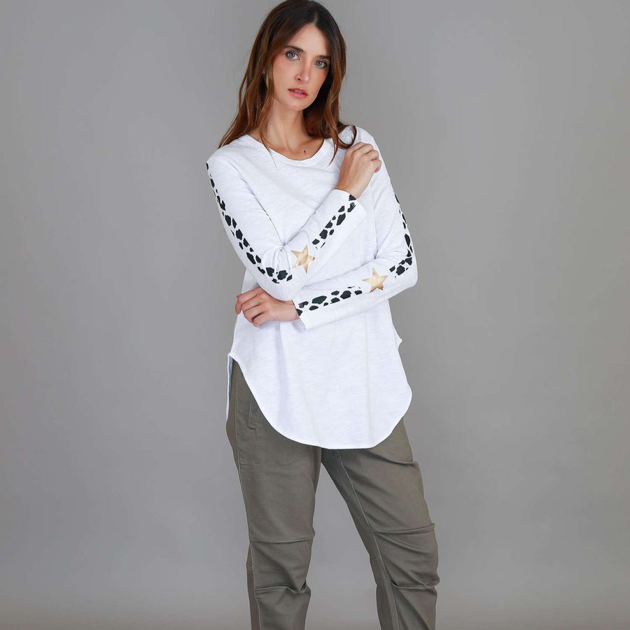Junee Banded Leopard Long Sleeve T Shirt size guide