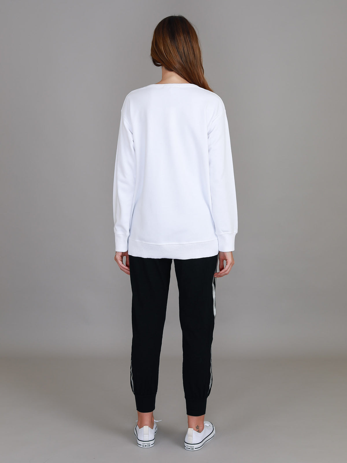 leopard band sweatshirt white