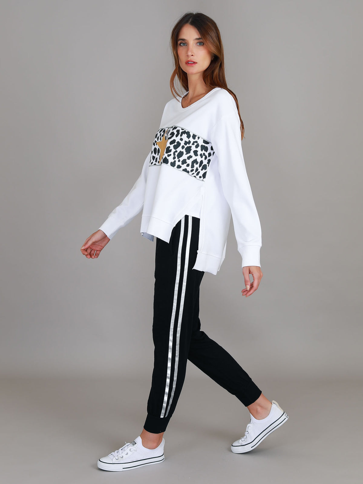 white gold star sweatshirt