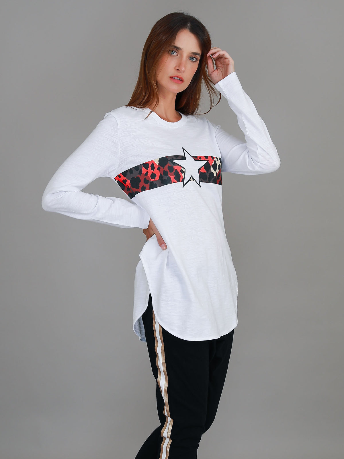 Alvie Leopard Star Long Sleeve T Shirt