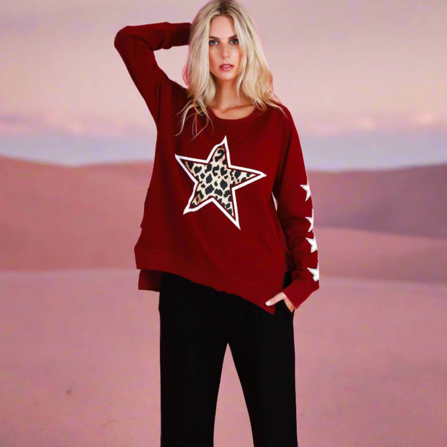 Kate Leopard Print Star Sweatshirt size guide