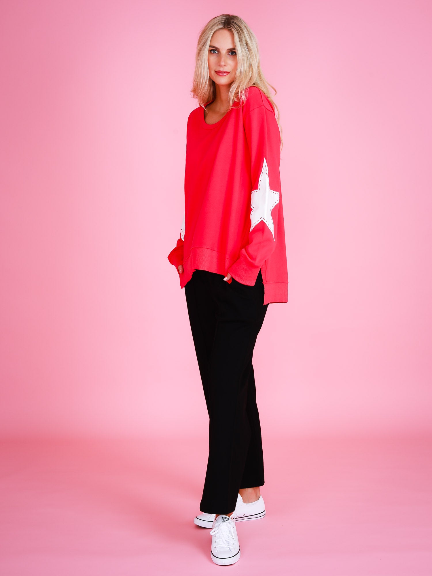 red sweater women #color_pink flash 