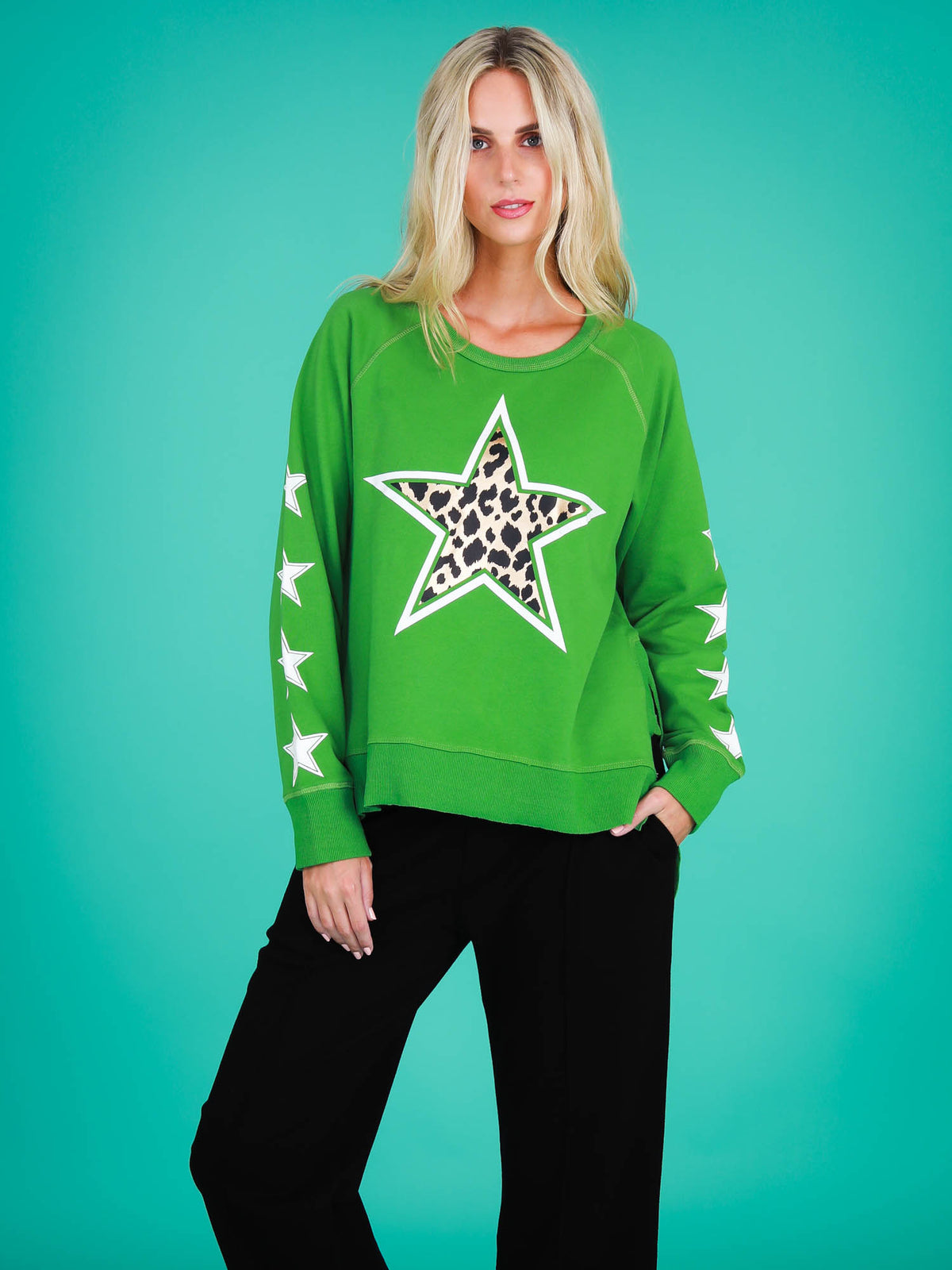 women's sweatshirt leopard star print