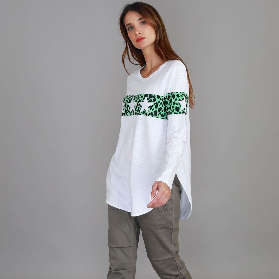 Holland Leopard Star Long Sleeve T Shirt size guide