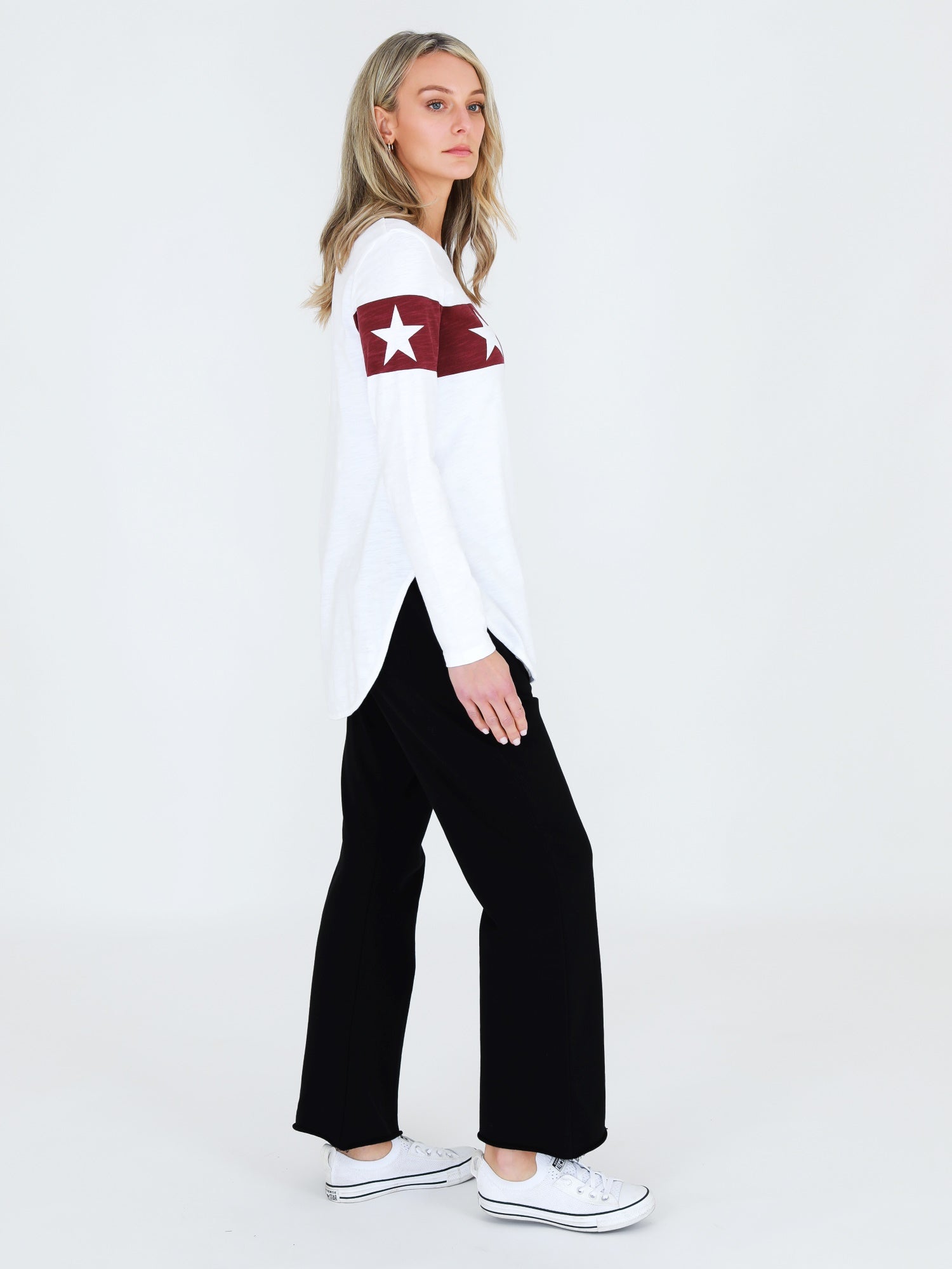 white full sleeve top #color_cranberry