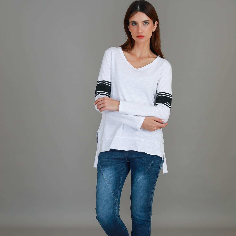 Carmel Contrasting Band Long Sleeve T Shirt size guide