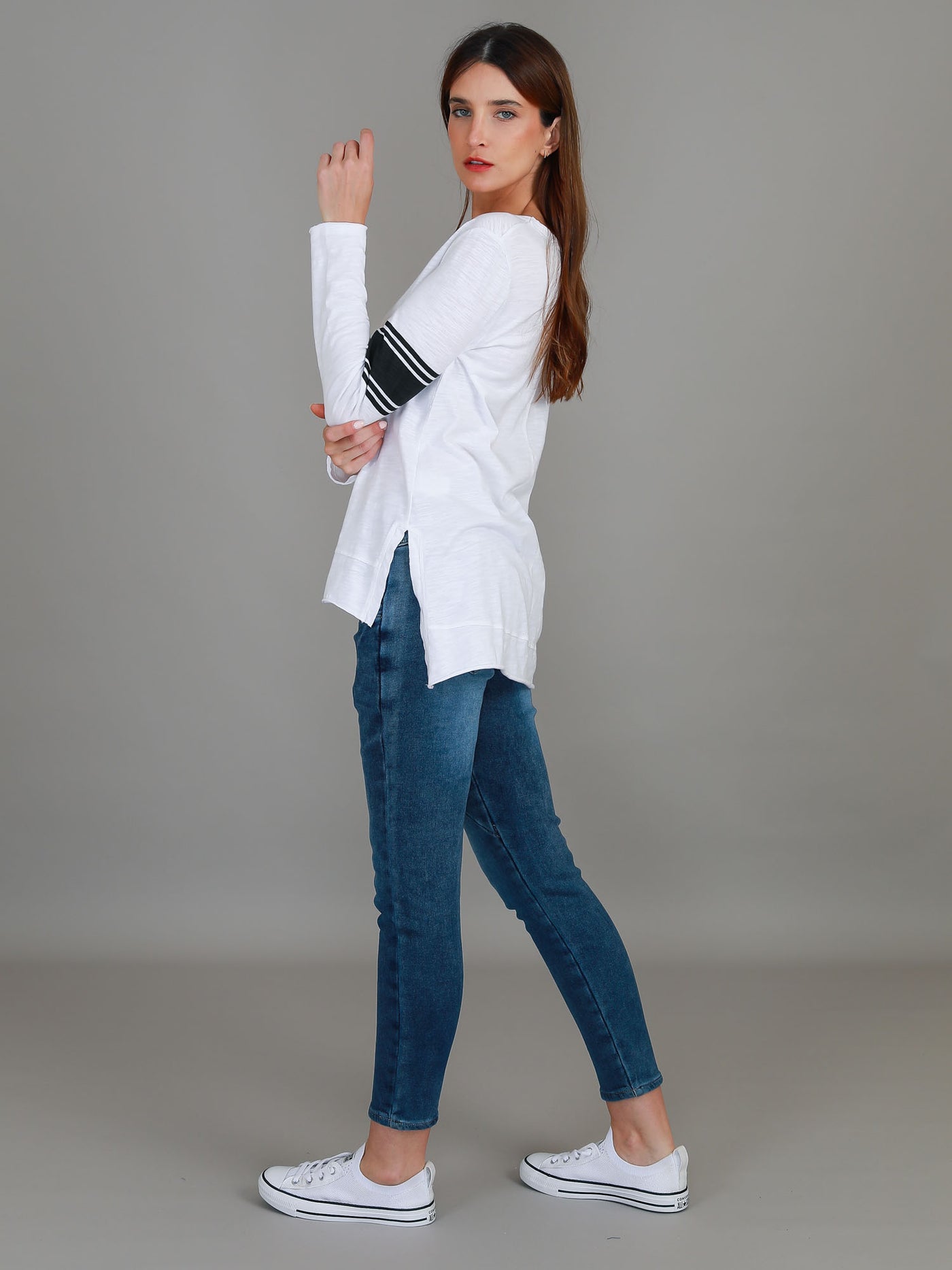 Carmel Contrasting Band Long Sleeve T Shirt