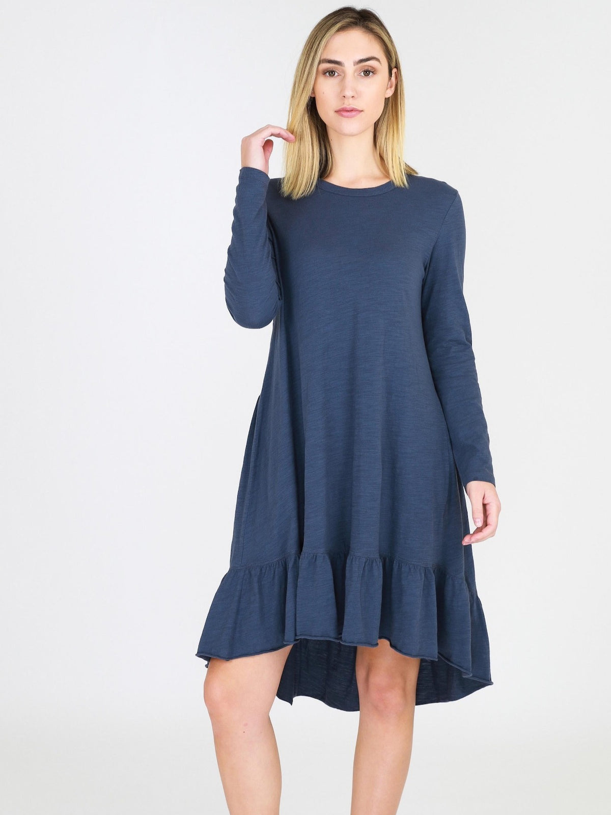 navy long sleeve dress