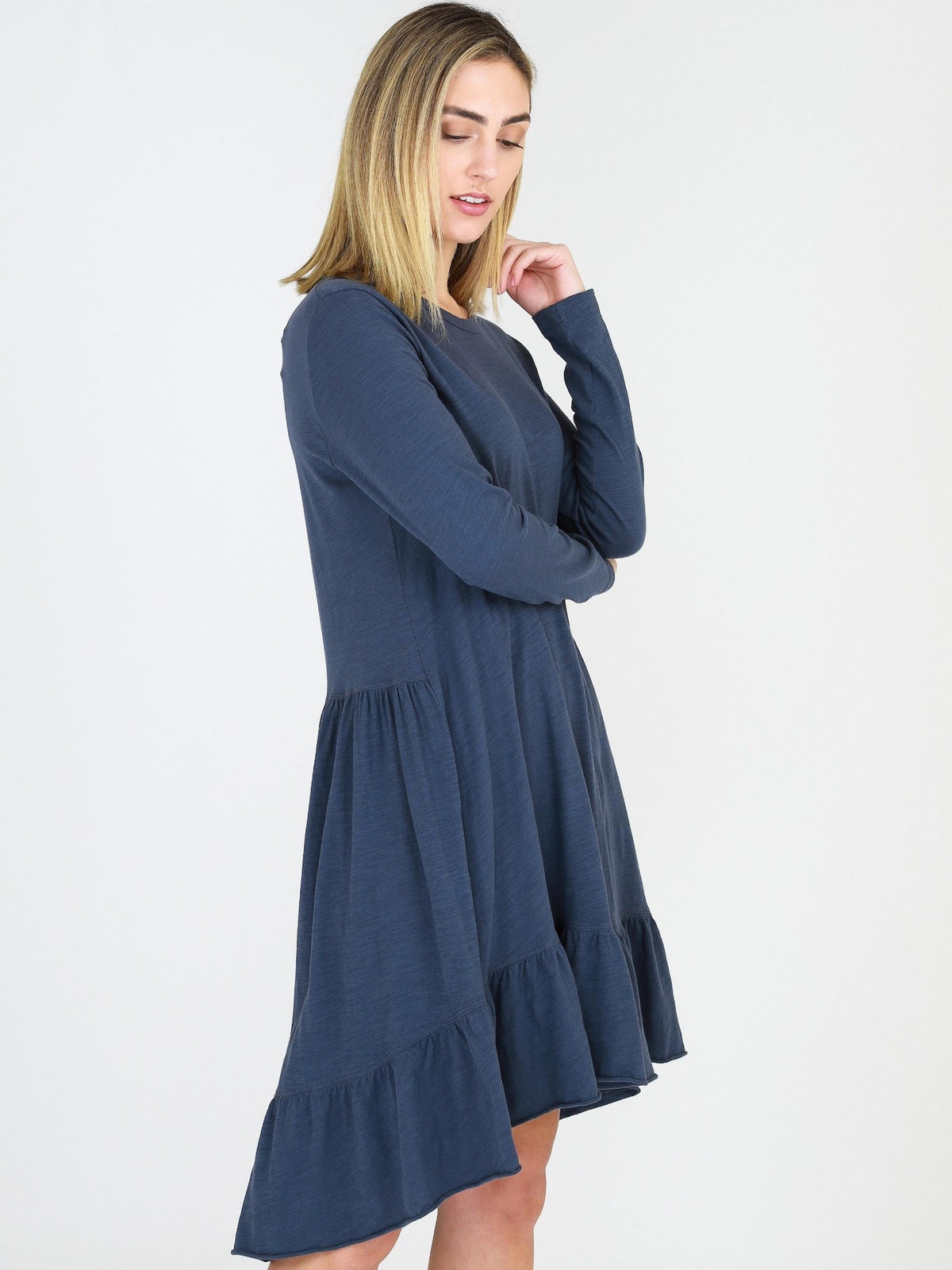 navy tiered dress