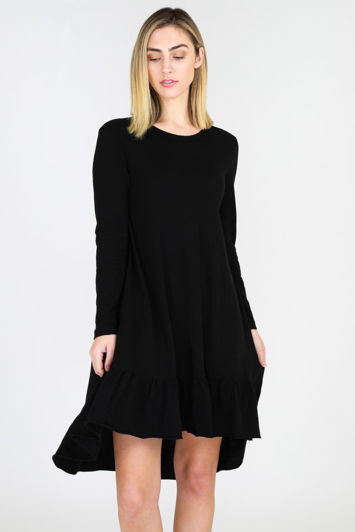 black tiered dress