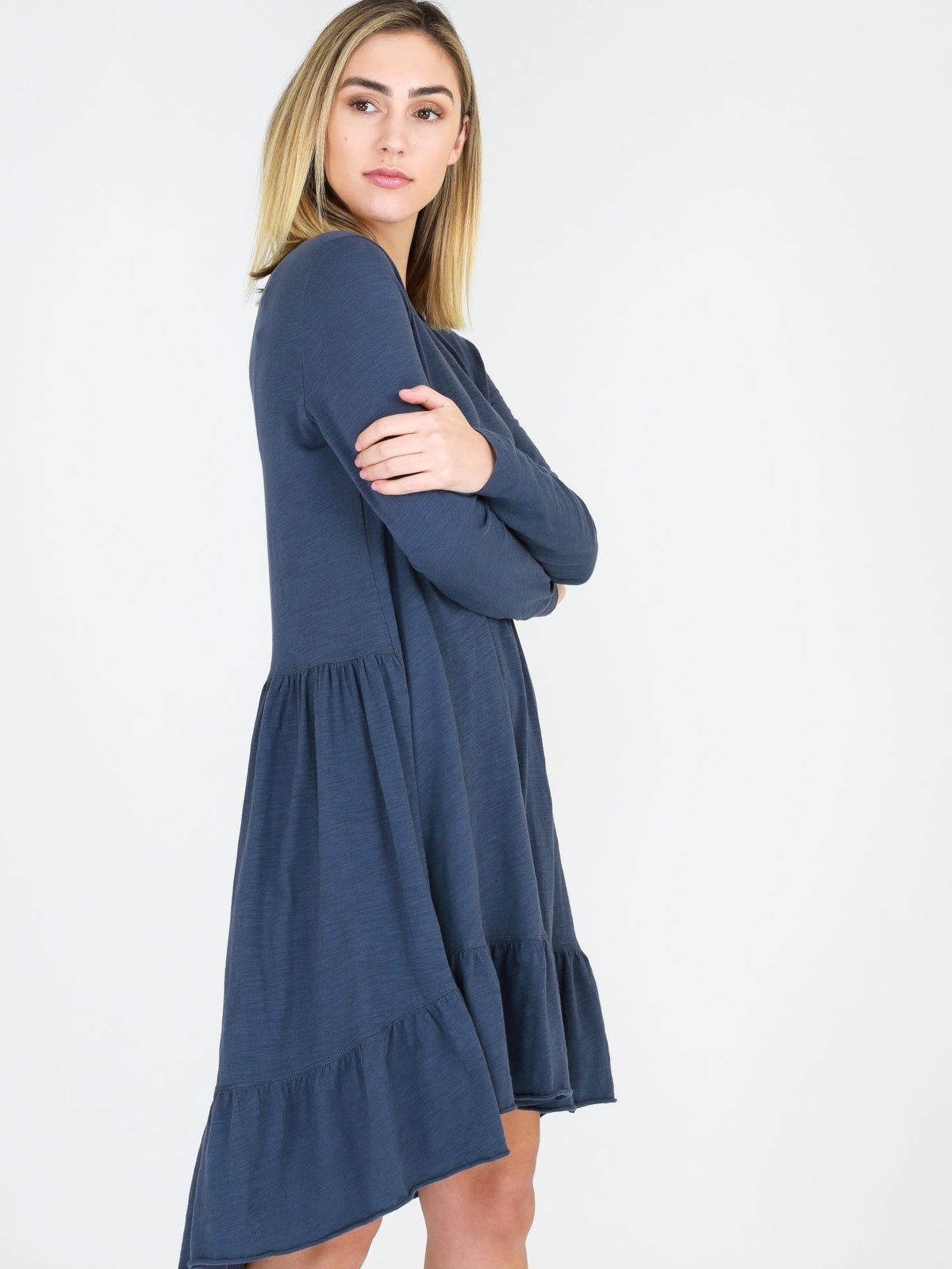 long sleeve ruffle dress