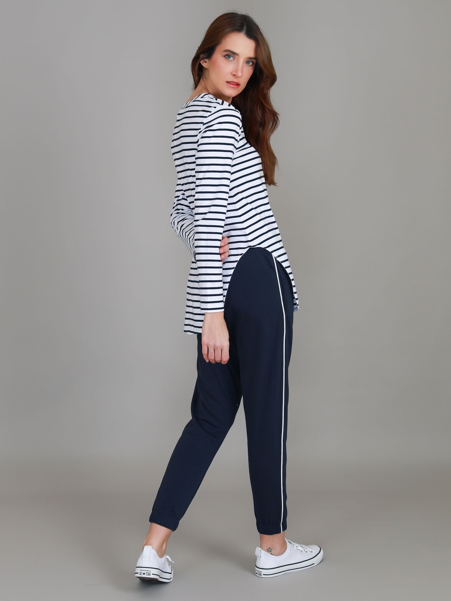 plus size extra long t-shirts #color_nautic stripe