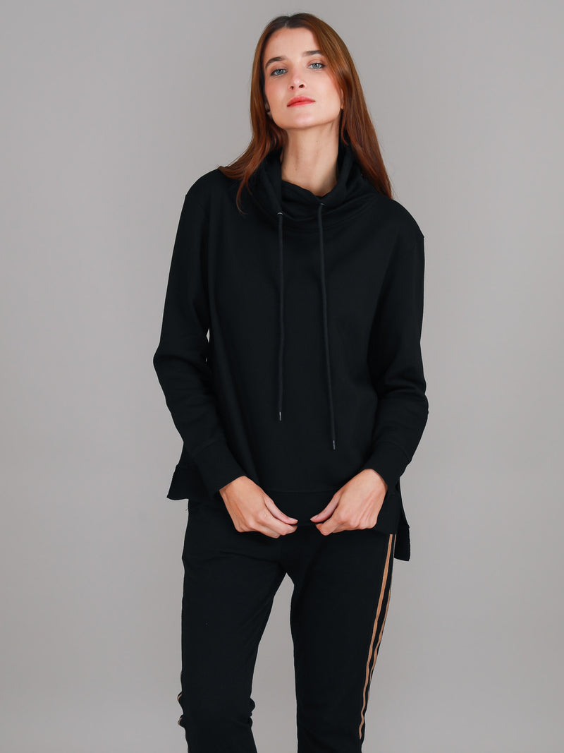 funnel neck top #color_black