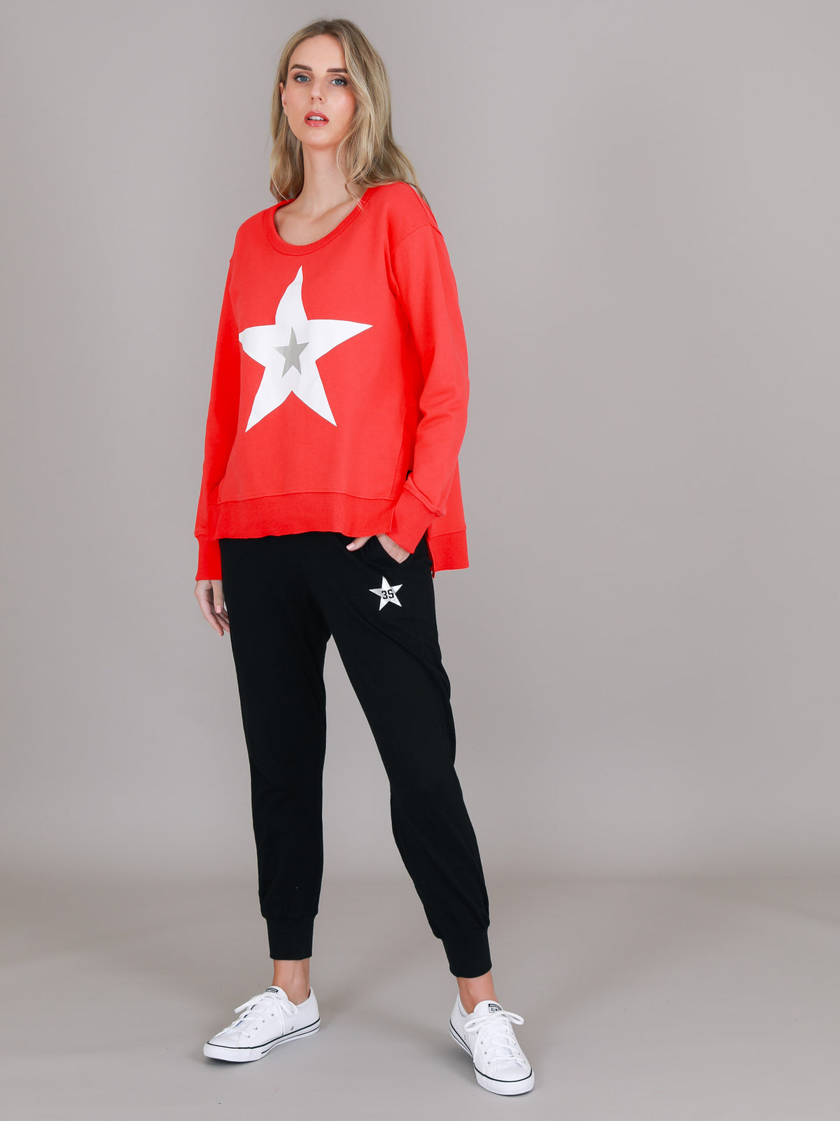 womens red sweatshirt