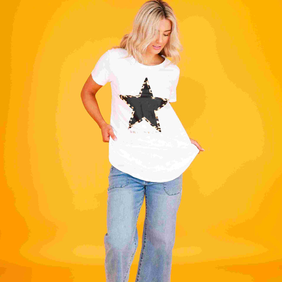 Auburn Black Star Longline T Shirt size guide