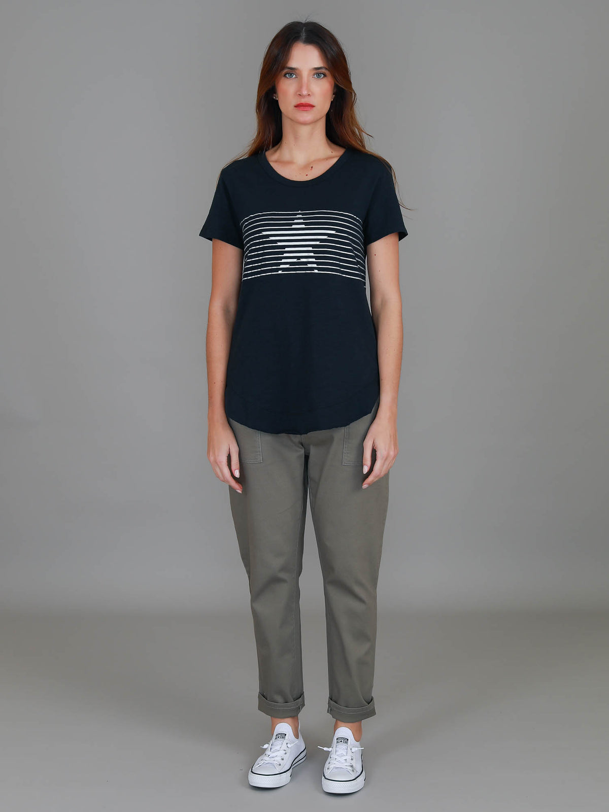 navy star print t shirt