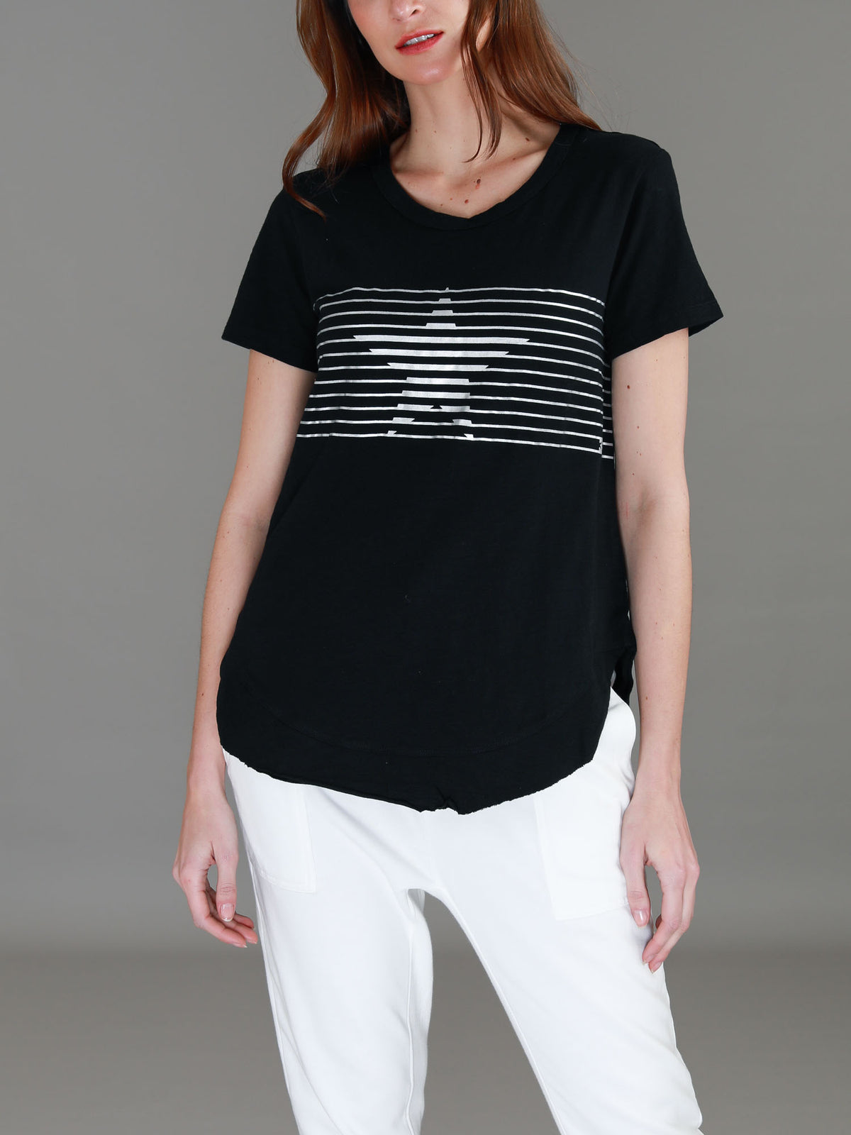 black silver star tee