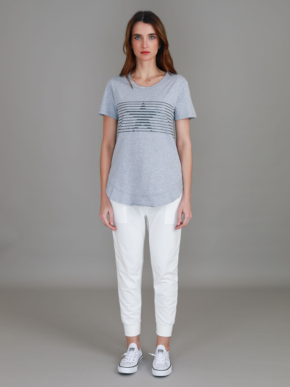 grey marle star print tee