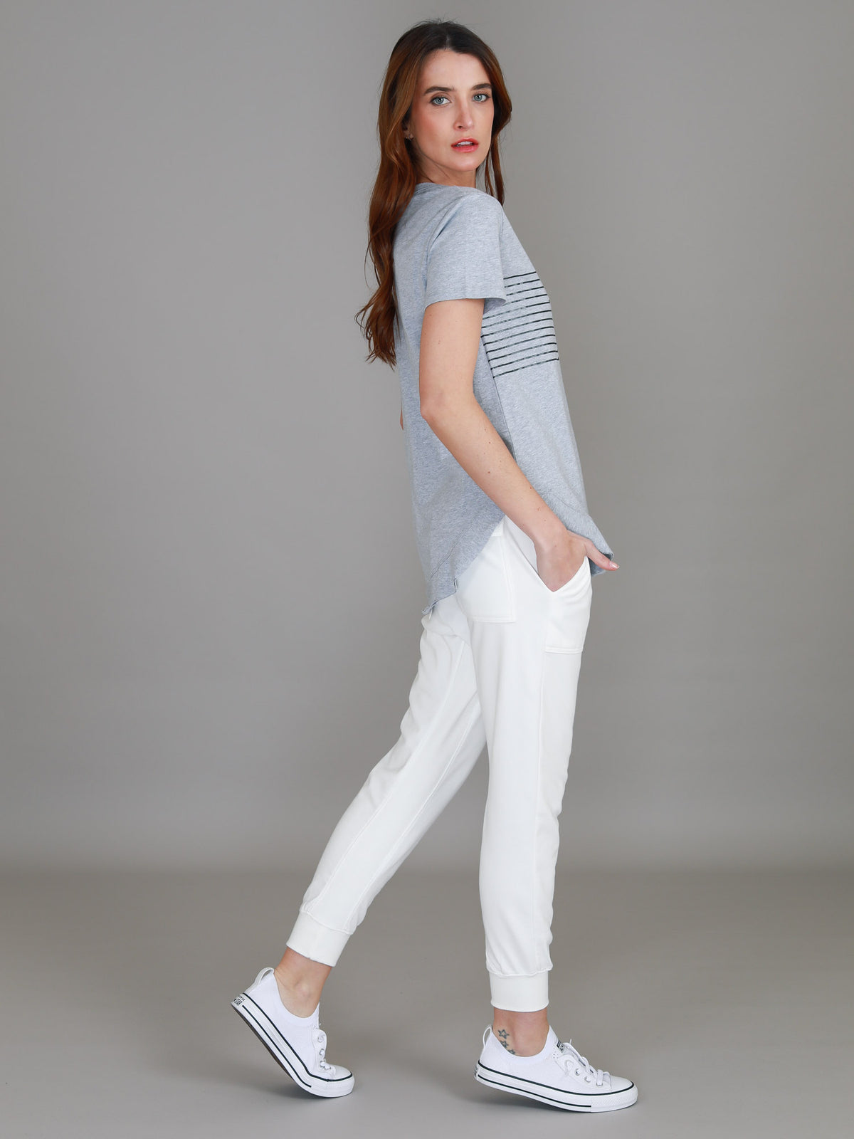 grey star print t shirt