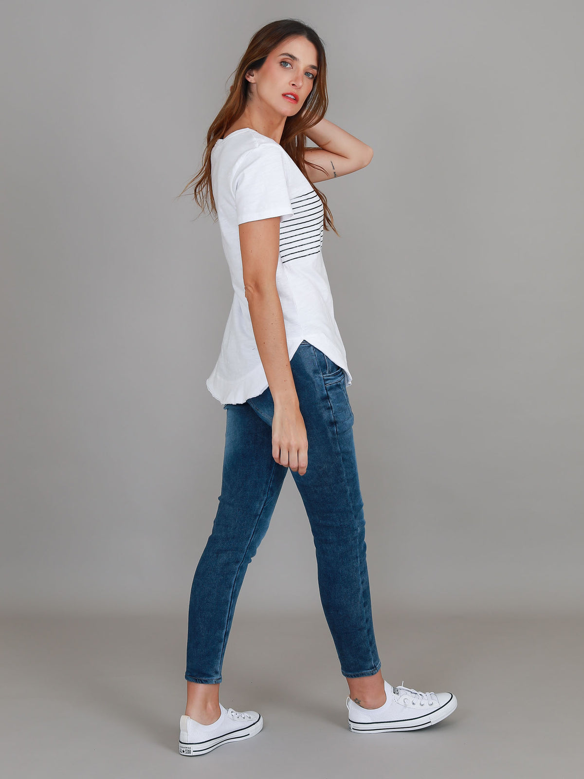 white star print t shirt