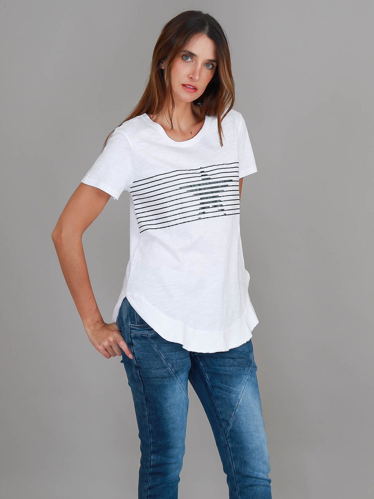 white silver star tee