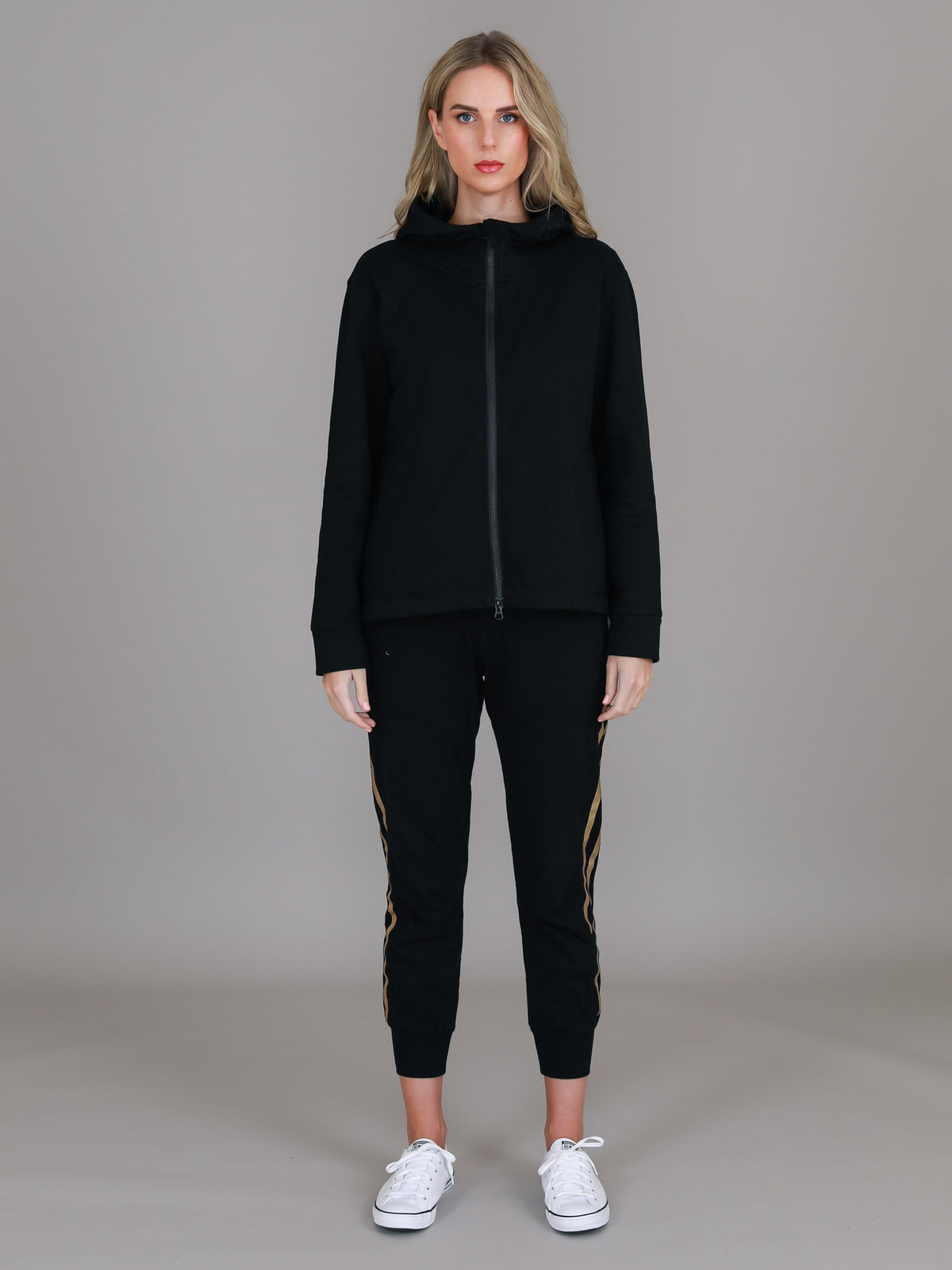 black zip through hoodie