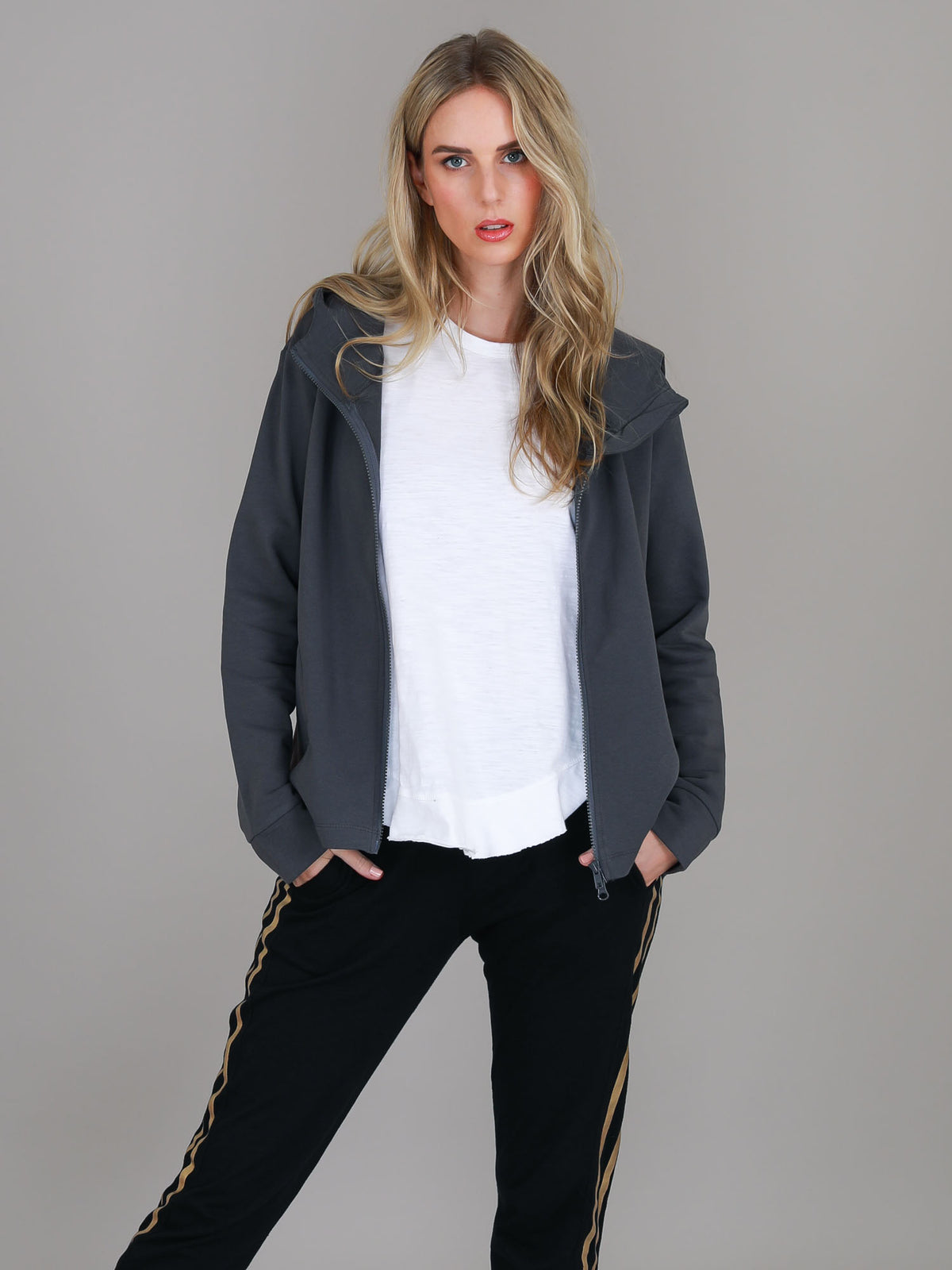 charcoal hooded jacket