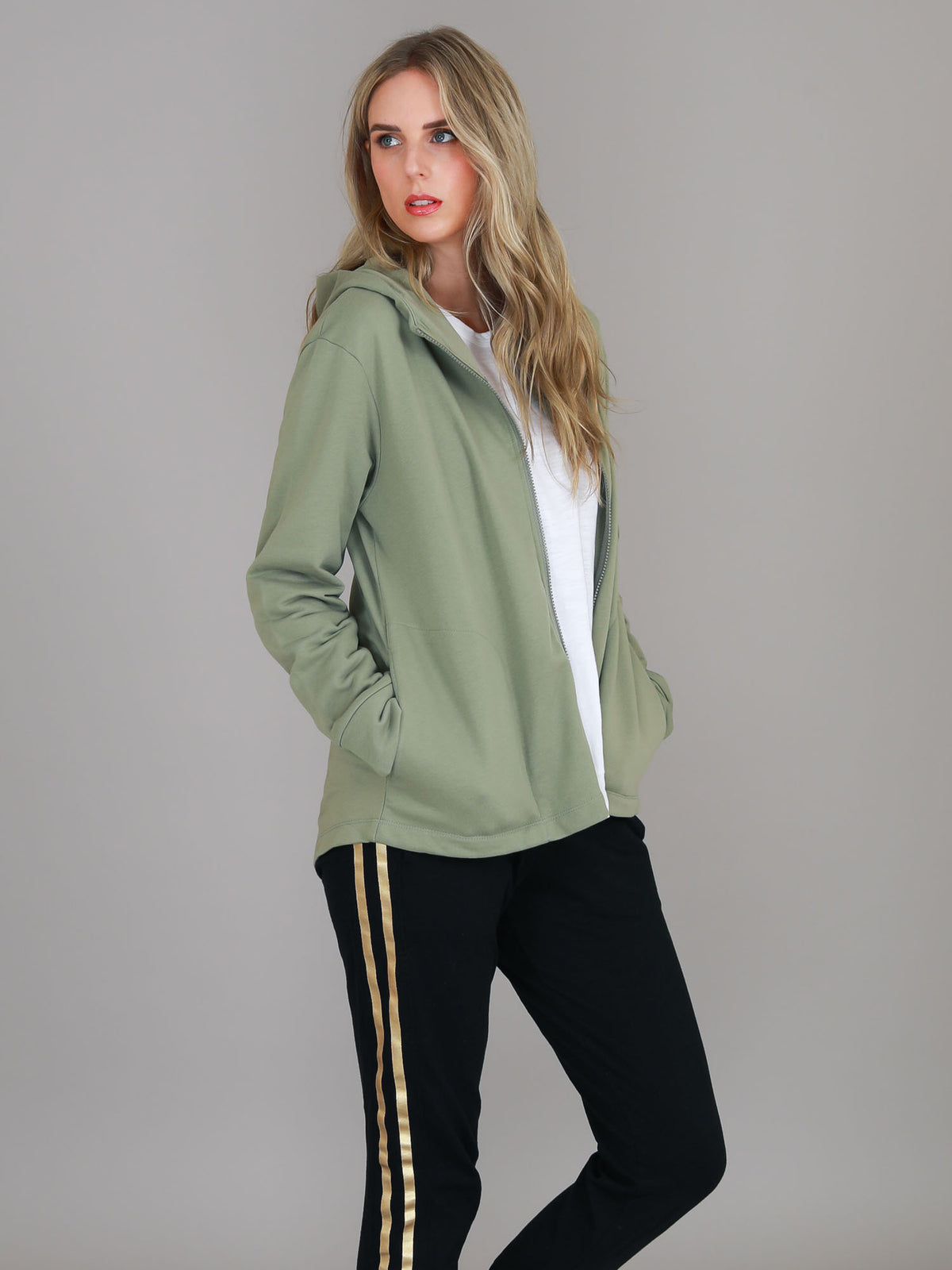 green full zip hoodie