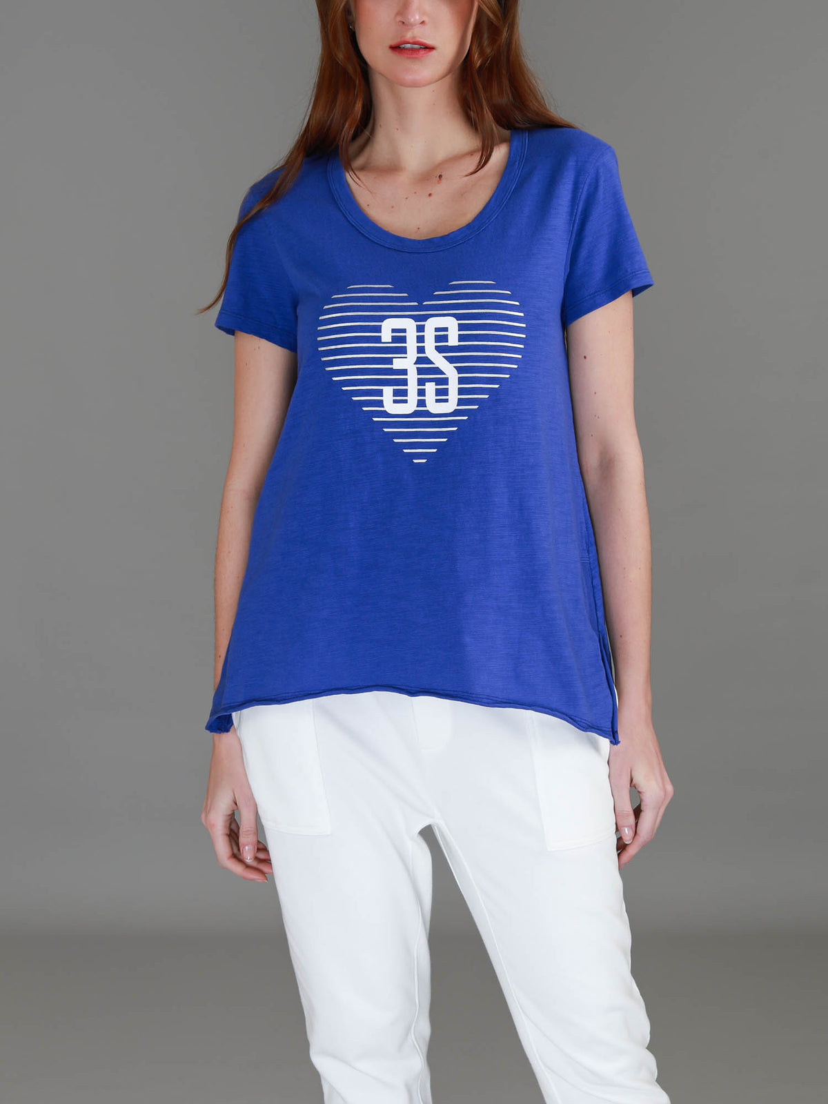 Ellie 3S Logo Stripe Heart Short Sleeve T Shirt