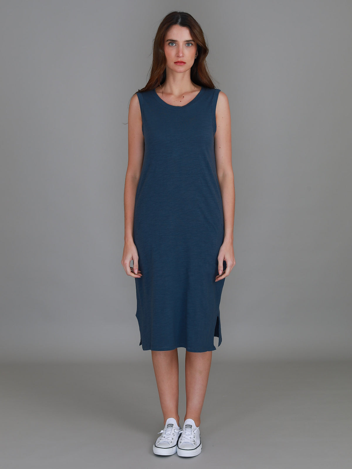 navy jersey tank dress