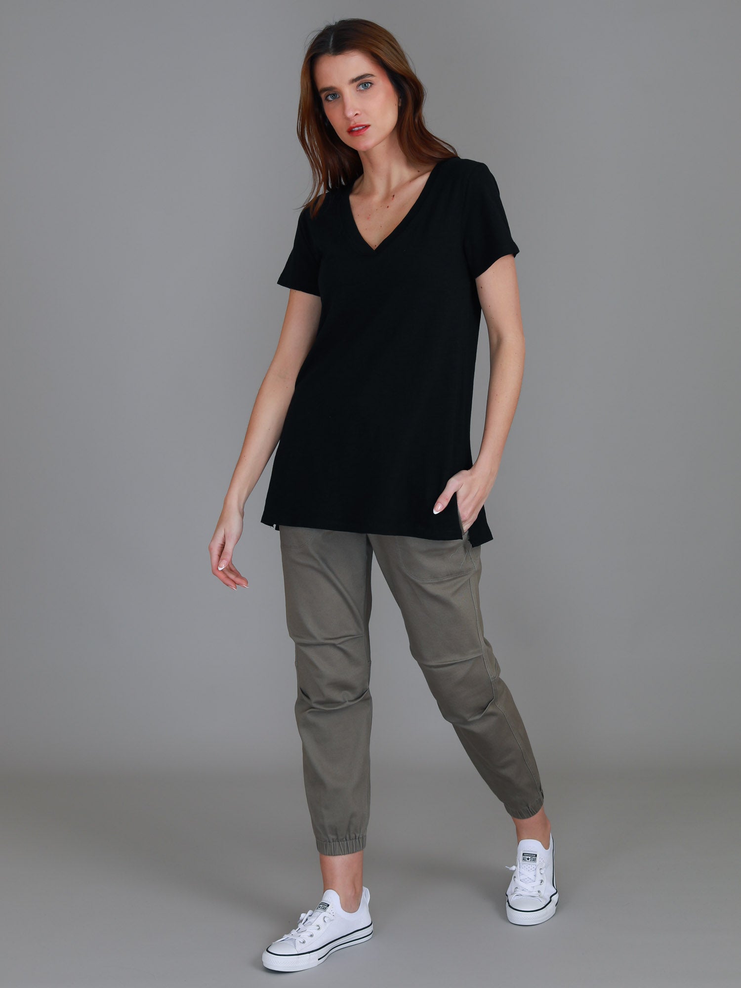 womens v neck tshirt #color_black