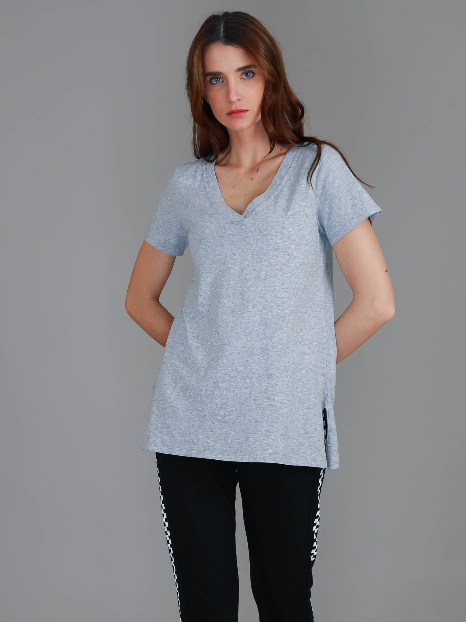 women's v neck t-shirts australia #color_grey marle