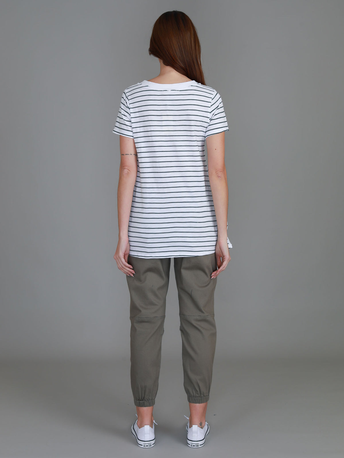 v neck white top