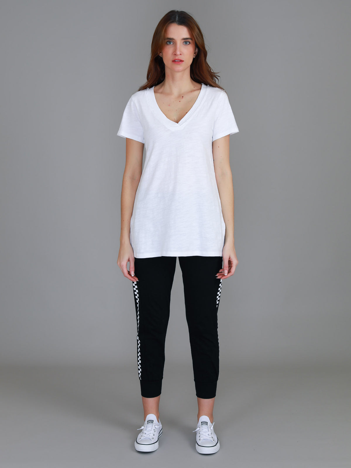 v neck white t shirt