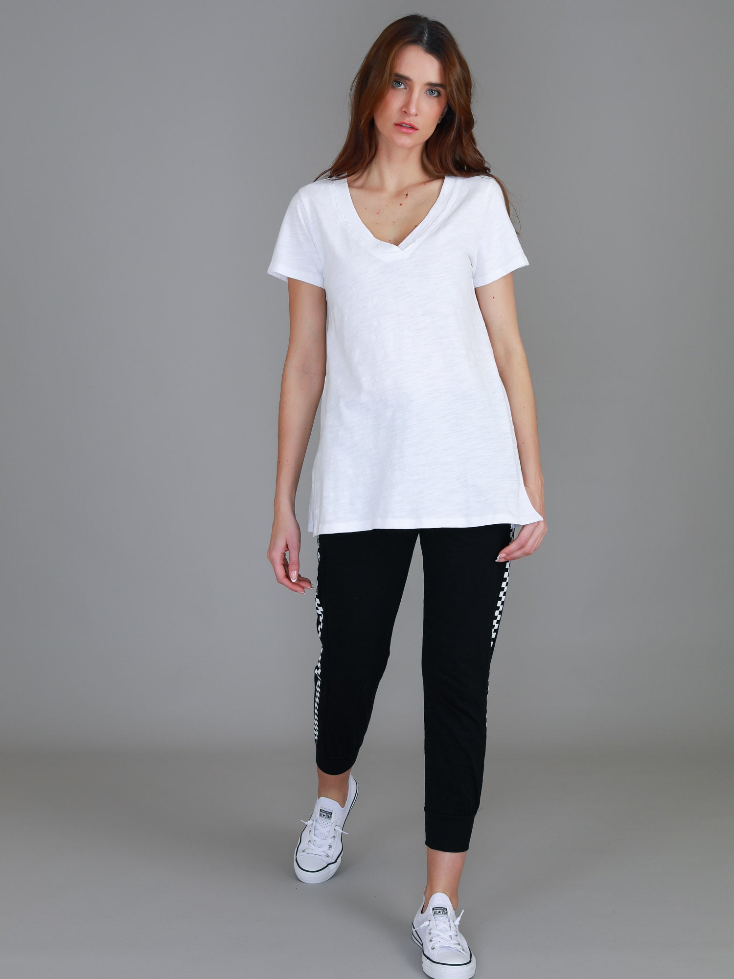 women's v neck t shirt #color_white