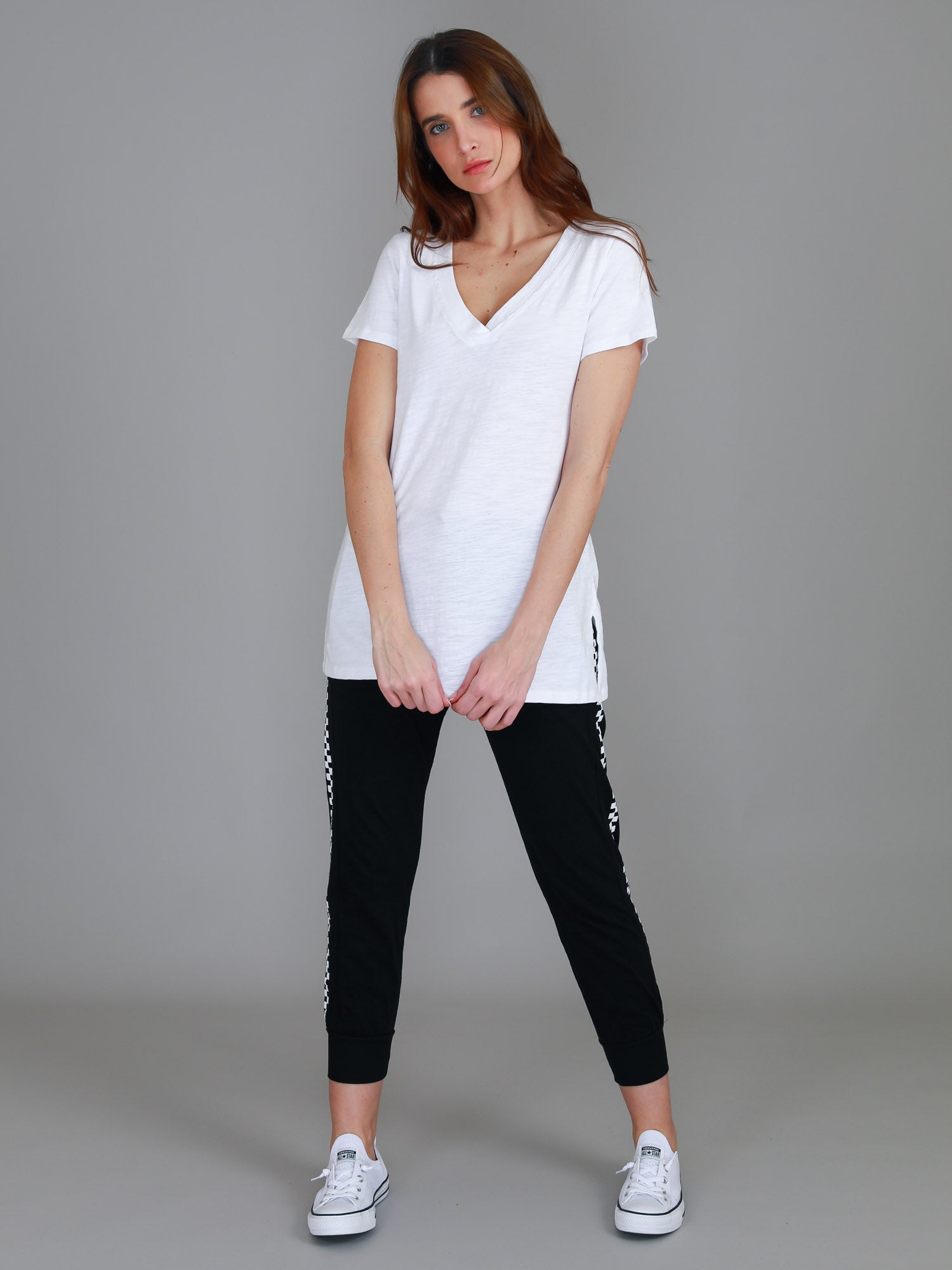 v neck t shirt women #color_white