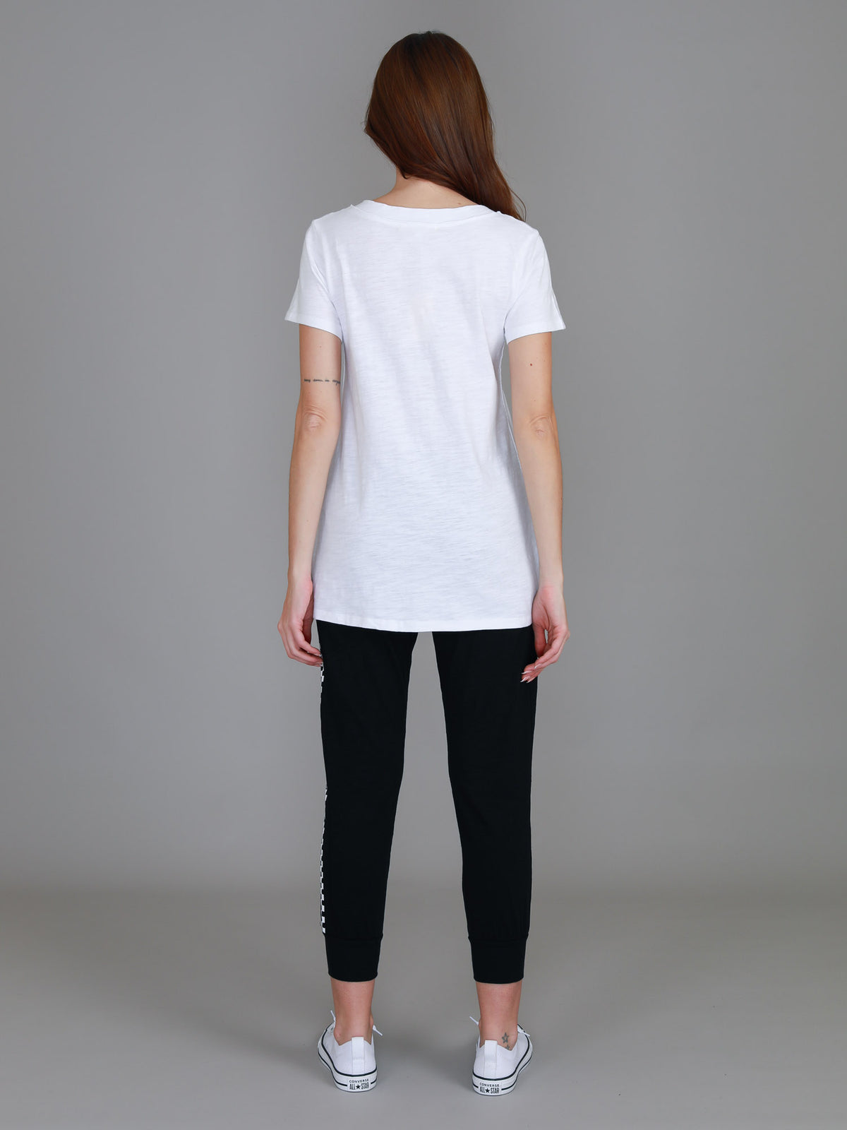 womens white v neck t shirt