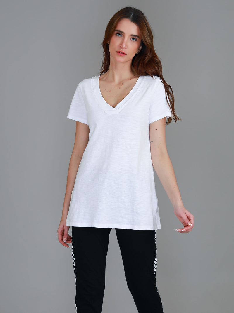 white v neck t shirt #color_white